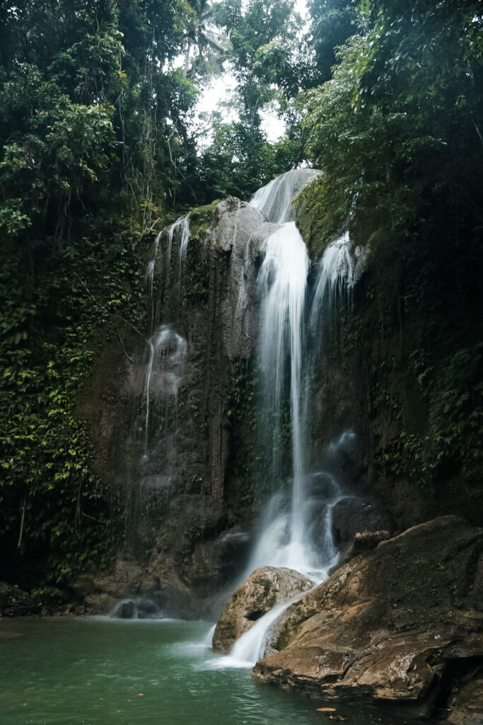 Pahangog Twin Falls on Bohol on the Philippines